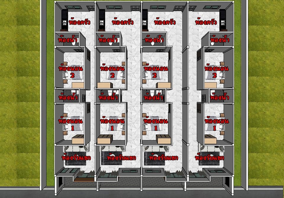 แปลนทาวน์โฮม4หลัง